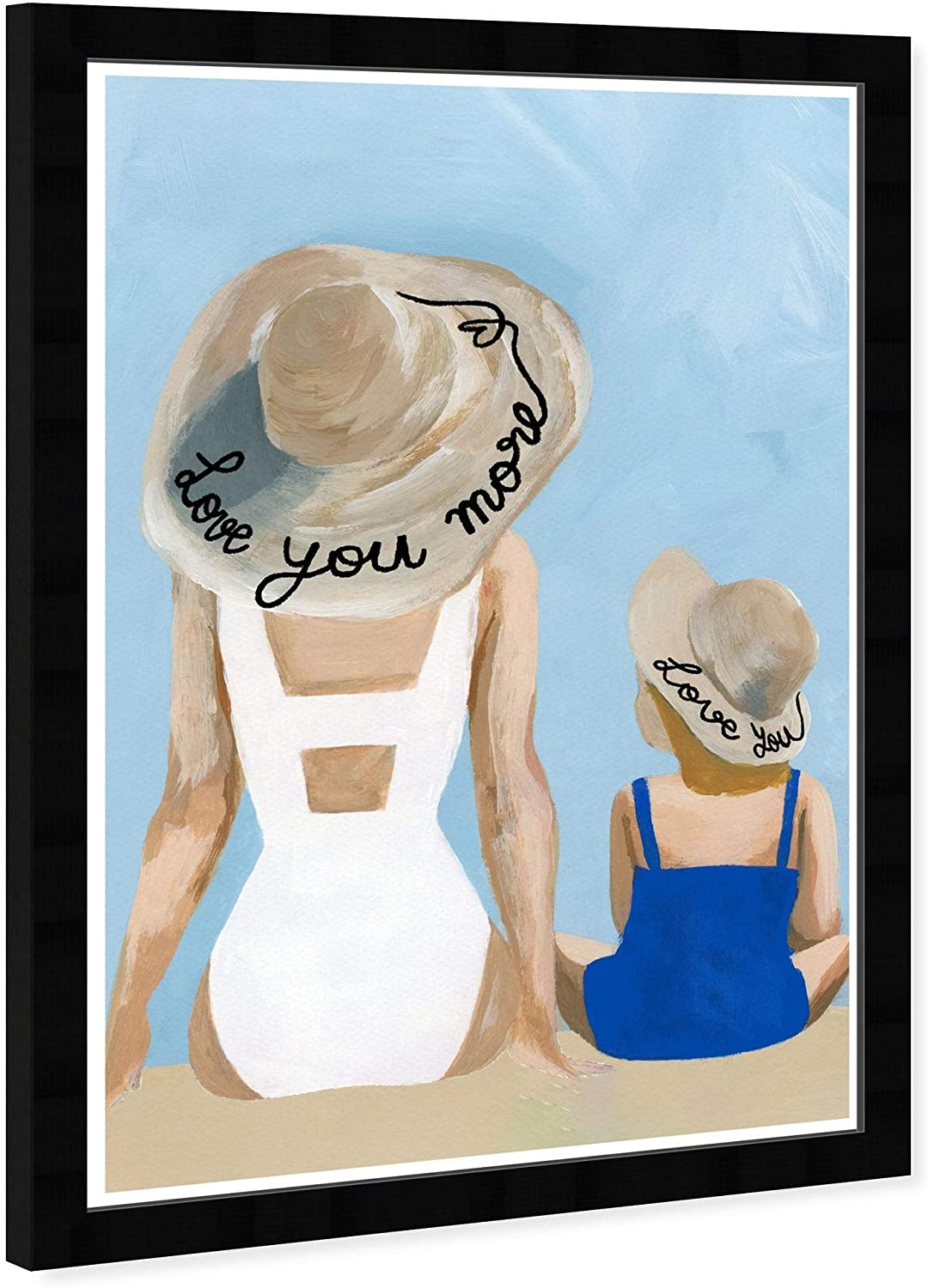 Love You More' People Portraits Wall Art Framed Blue Brown Modern Contemporary Rectangle - Diamond Home USA