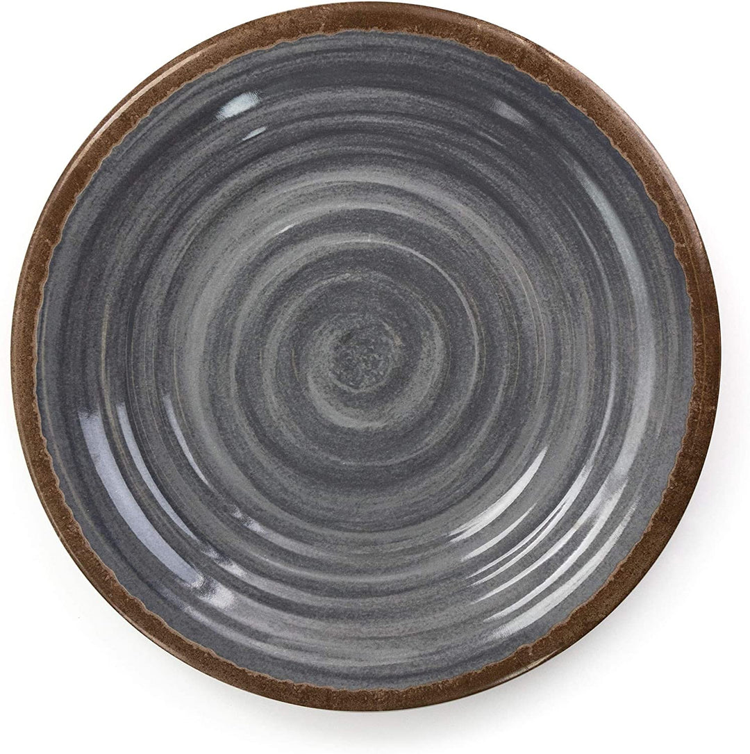 Stone Oak 12 Pc Lightweight Dinnerware Set Black Textured Casual Round Piece Dishwasher Safe - Diamond Home USA