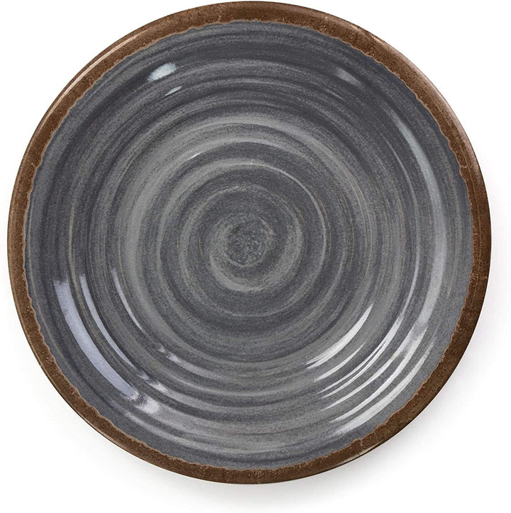 Stone Oak 12 Pc Lightweight Dinnerware Set Black Textured Casual Round Piece Dishwasher Safe - Diamond Home USA