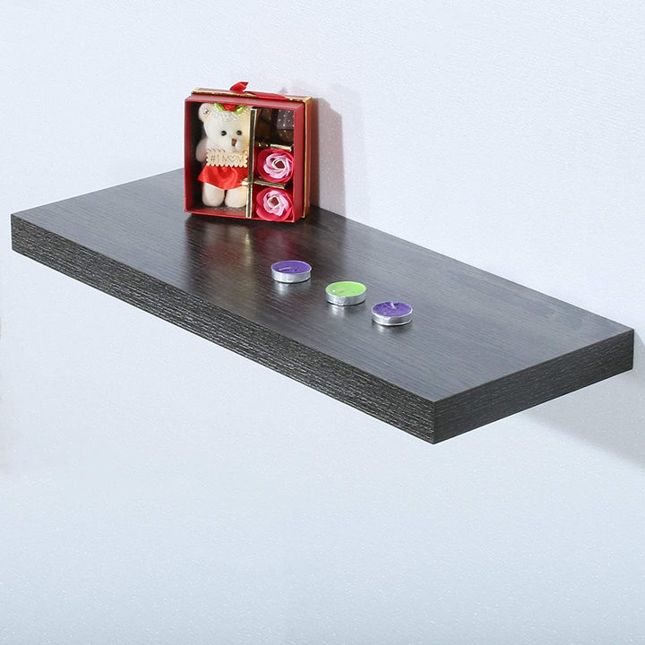 Modern Contemporary Black Oak Floating Shelf 23 629 251 5 Inches Mid Century MDF Reclaimed Wood Natural Finish - Diamond Home USA