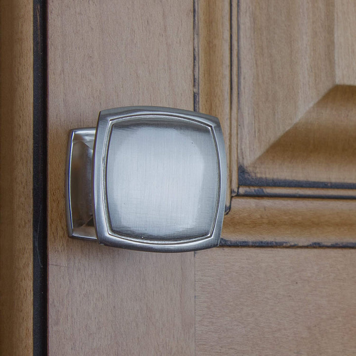 5 Pack 1 1/2 Satin Nickel Rounded Square Cabinet Knobs Industrial Zinc Finish - Diamond Home USA