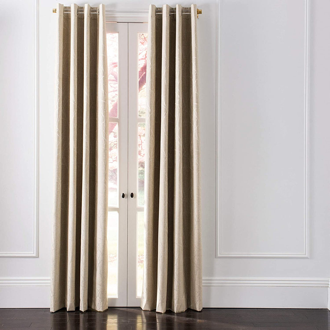 Single Curtain Panel Beige 96" L X 52" W Beige Solid Bohemian Eclectic Traditional Transitional Linen Rayon - Diamond Home USA