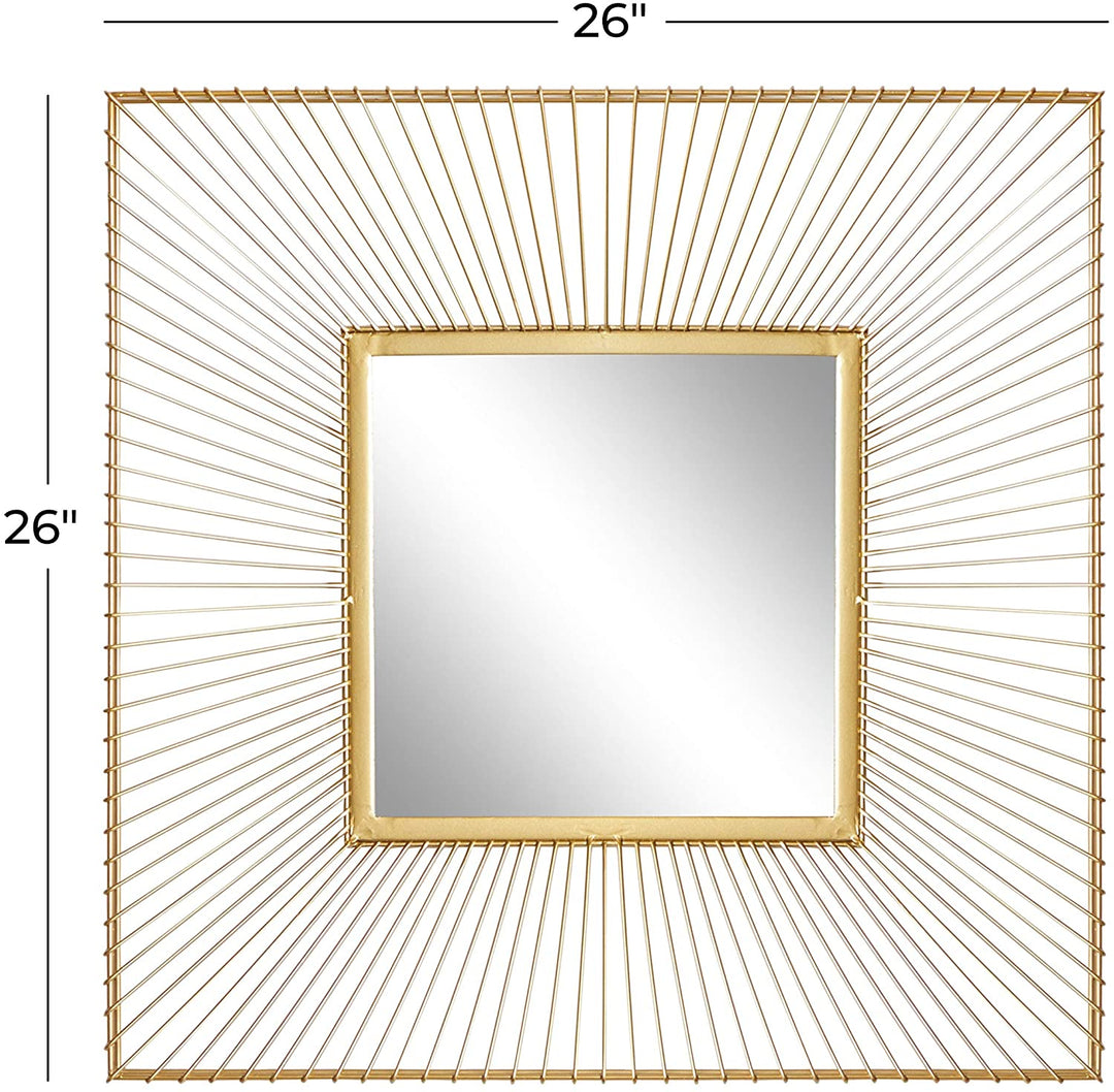 Square Gold Metal Dimensional Wall Mirror 26" X 26 X 3 - Diamond Home USA