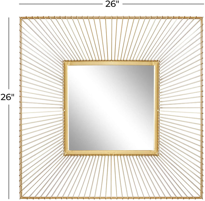 Square Gold Metal Dimensional Wall Mirror 26" X 26 X 3 - Diamond Home USA