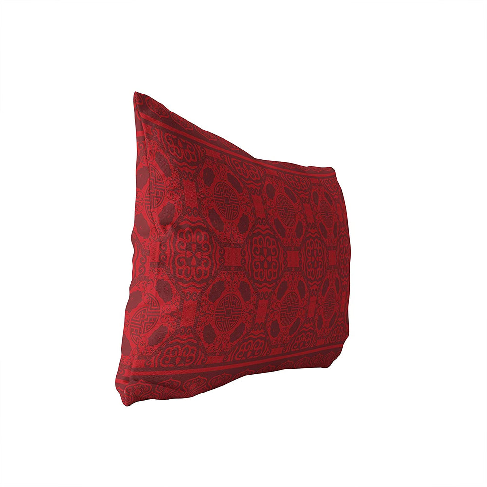 Red Overdye Lumbar Pillow Red Geometric Global Polyester Single Removable Cover - Diamond Home USA