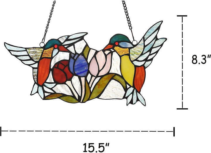 Stained Glass Birds/Flowers Window Suncatcher Color Casual Irregular Animals Flowers Metal Includes Hardware