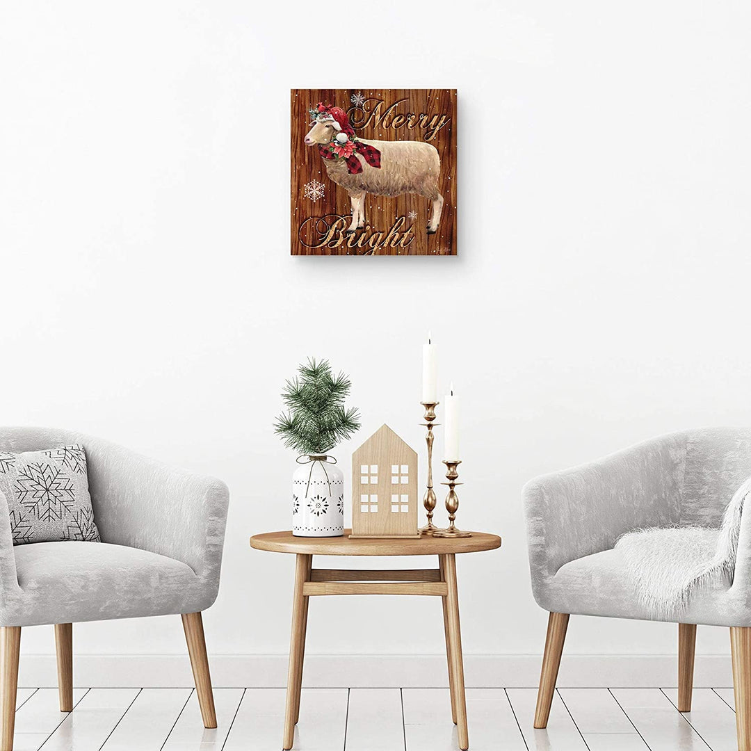 Farm X mas Sheep Art Modern Contemporary Wood - Diamond Home USA