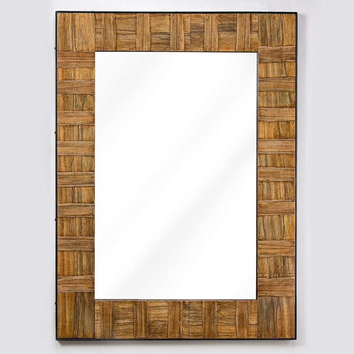 Wood Metal Wall Mirror (35" X 26") Brown Includes