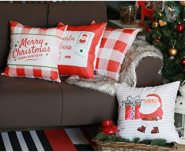 Merry Christmas Set 4 Throw Pillow Covers Gift 18"x18" Color