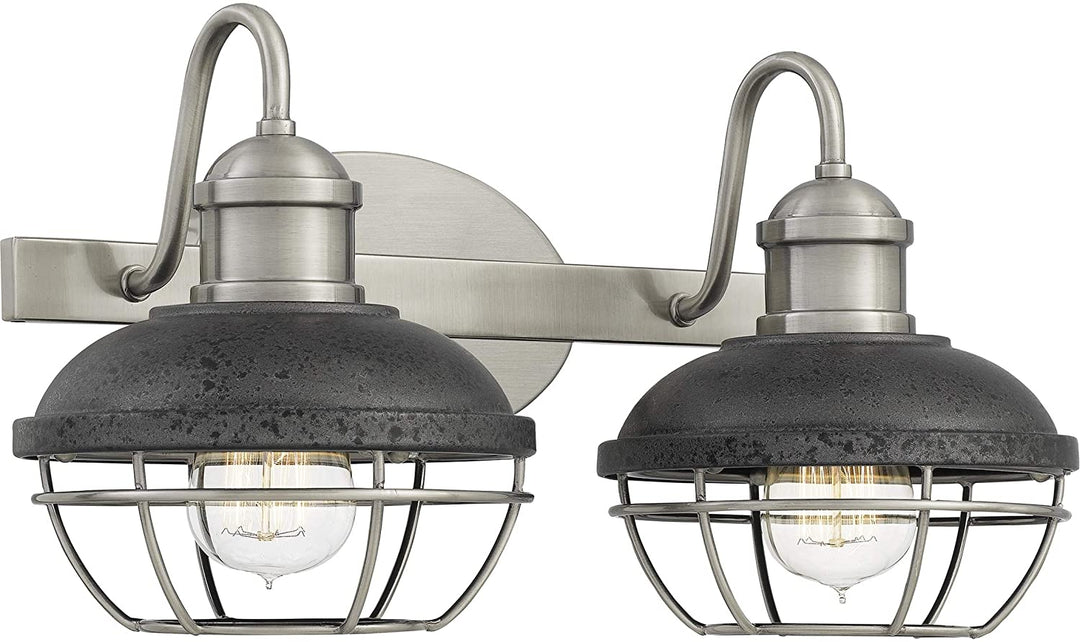 Antique Polished Nickel 2 Light Bath Light Black Silver