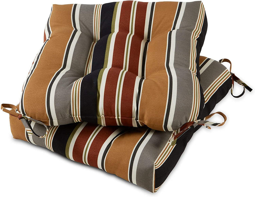 Brick Stripe 20 inch Outdoor Dining Seat Cushion (Set 2) Brown Grey Striped Casual Transitional Polyester Fade Resistant Water - Diamond Home USA