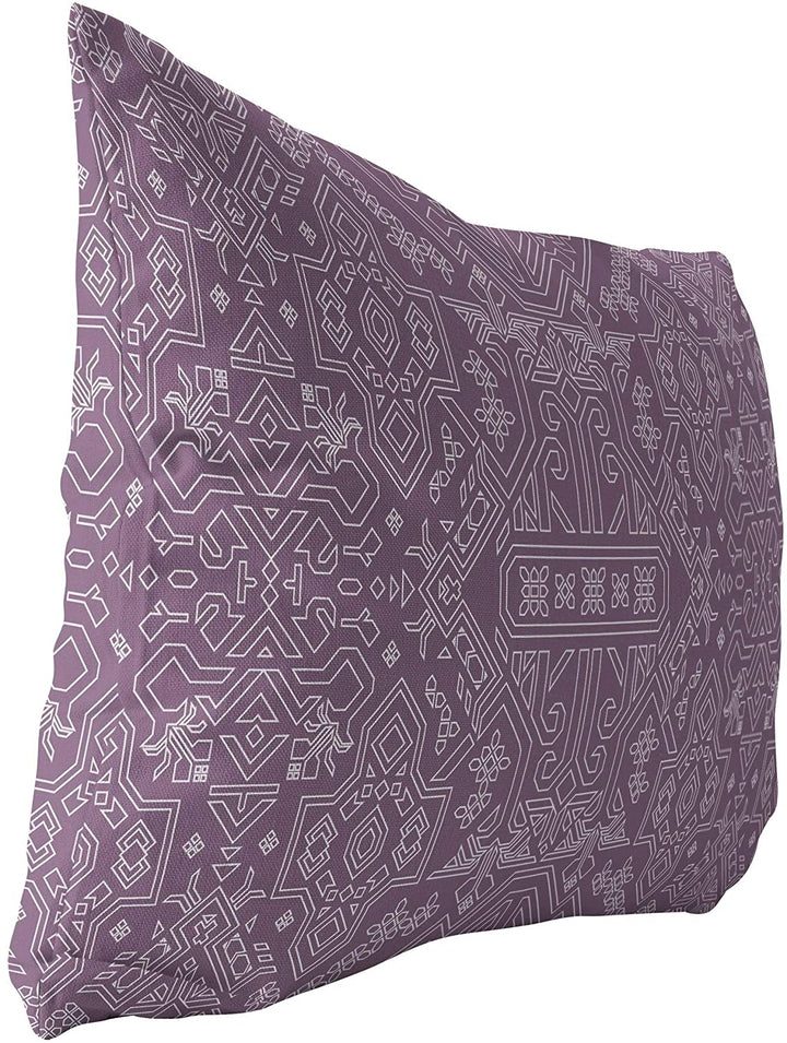 MISC Purple Indoor|Outdoor Lumbar Pillow by Designs 20x14 Purple Geometric Southwestern Polyester Removable Cover