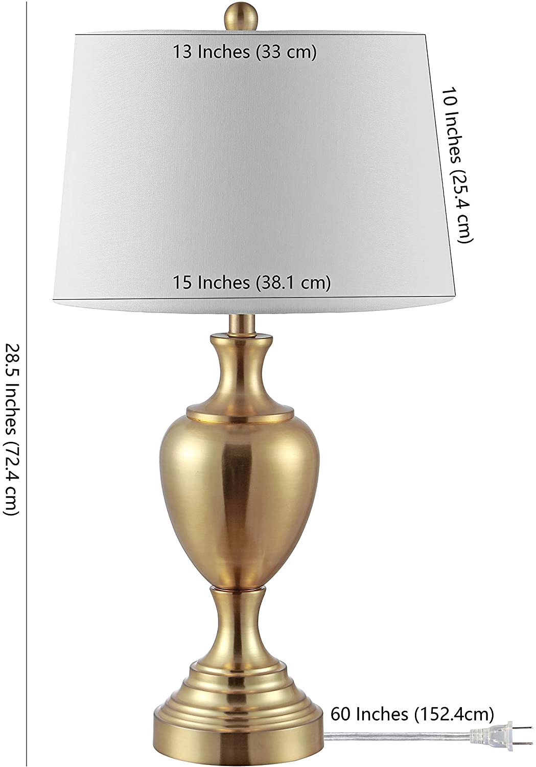 Lighting 28 inch Poppy Iron Table Lamp 15" X 28" Brass Modern Contemporary Traditional Gold Bulbs Included - Diamond Home USA