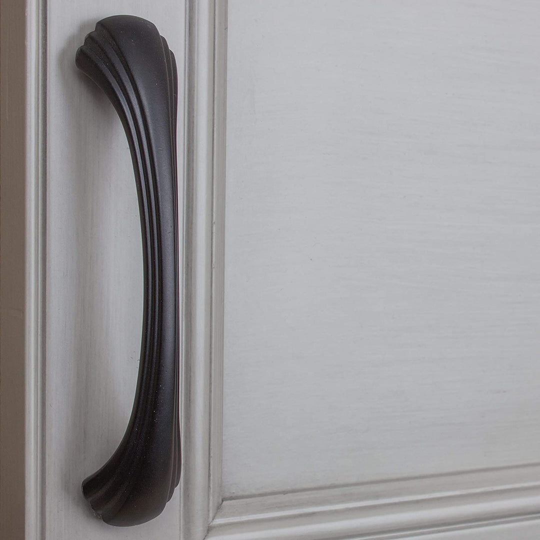 5 Pack 4 9/16 Center Matte Black Classic Shell Cabinet Pull Traditional Zinc - Diamond Home USA