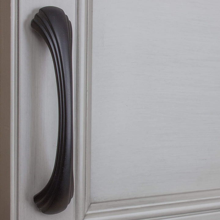 5 Pack 4 9/16 Center Matte Black Classic Shell Cabinet Pull Traditional Zinc - Diamond Home USA
