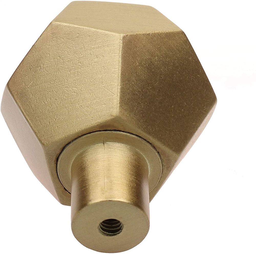 10 Pack 1 1/2 Inch Solid Faceted Cabinet Knob Satin Gold Modern Contemporary Zinc Finish - Diamond Home USA