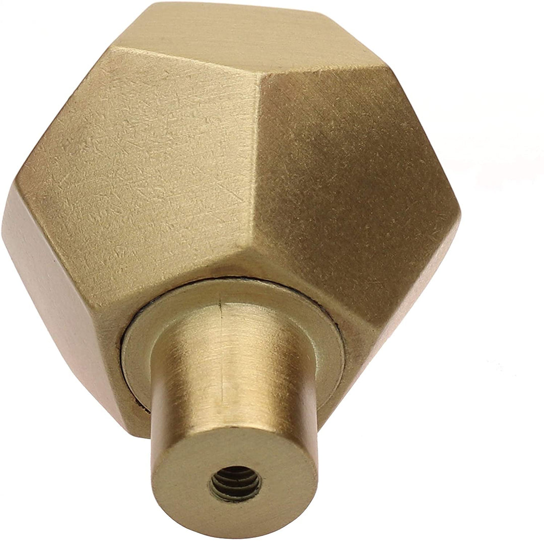 10 Pack 1 1/2 Inch Solid Faceted Cabinet Knob Satin Gold Modern Contemporary Zinc Finish - Diamond Home USA