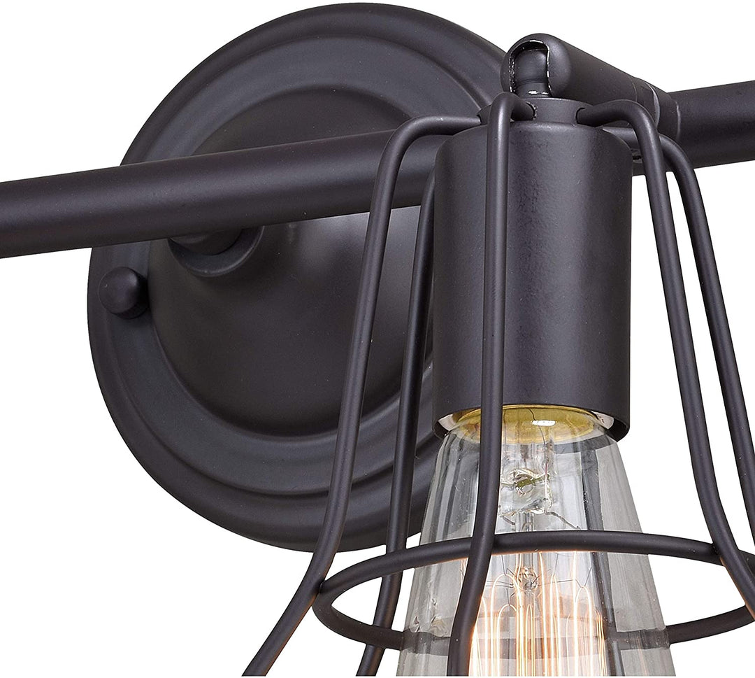 2 Light Bronze Adjustable Wire Cage Bathroom Vanity Fixture 14 25 W X 9 75 H 8 25 D Brown Industrial Steel Dimmable Includes Hardware - Diamond Home USA