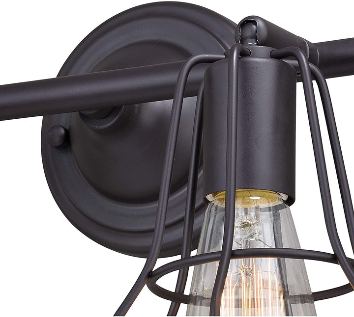 2 Light Bronze Adjustable Wire Cage Bathroom Vanity Fixture 14 25 W X 9 75 H 8 25 D Brown Industrial Steel Dimmable Includes Hardware - Diamond Home USA