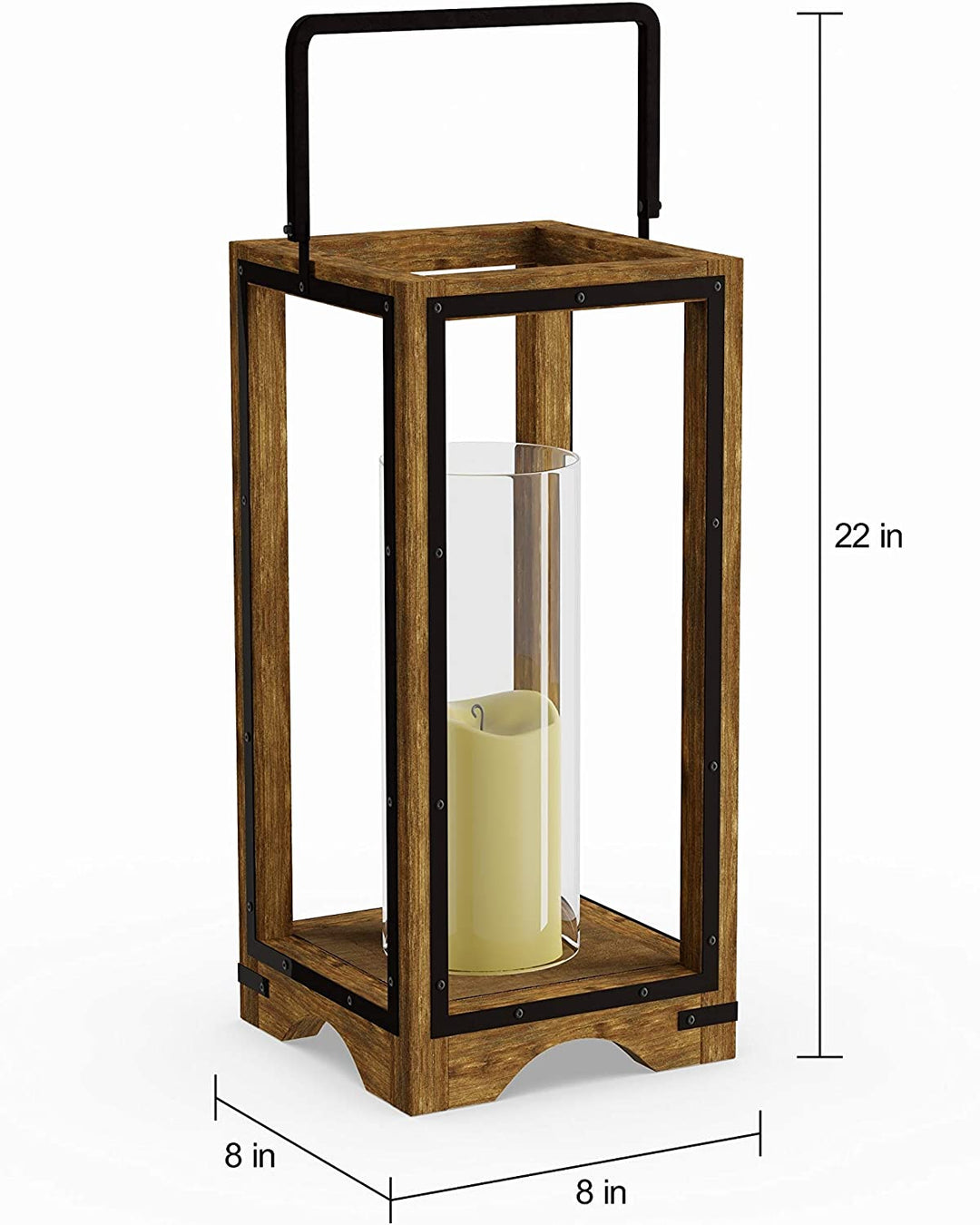 Well Cottage Black Iron/Wood Lantern Farmhouse Iron - Diamond Home USA