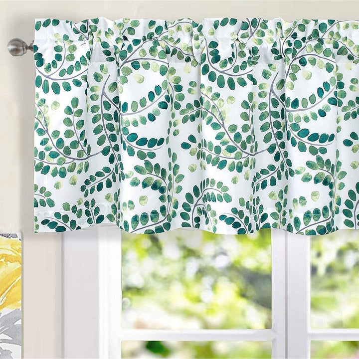Floral Scroll Valance 2 Layers Window Curtain 50'' Width X