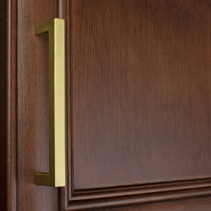 5 Pack 5 Center Satin Gold Solid Square Bar Pulls Modern Contemporary Zinc Finish - Diamond Home USA