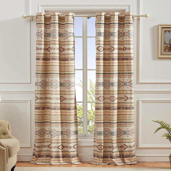 San Grommet top Curtain Panel Pair (Set 2) Beige Chevron