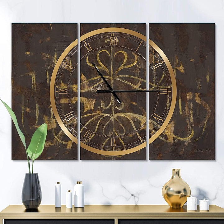 Glam Gold Chandelier' Glam 3 Panels Oversized Wall Clock