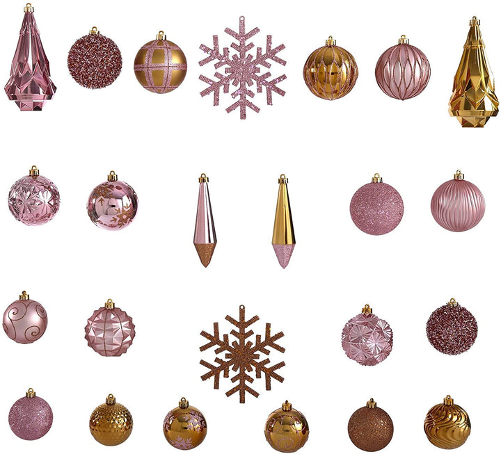 Holiday Shatterproof 52 Count Christmas Ornament Box 80mm Pink Plastic - Diamond Home USA