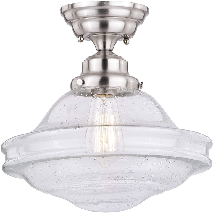 12 W Satin Nickel Farmhouse Schoolhouse Semi Flush Mount
