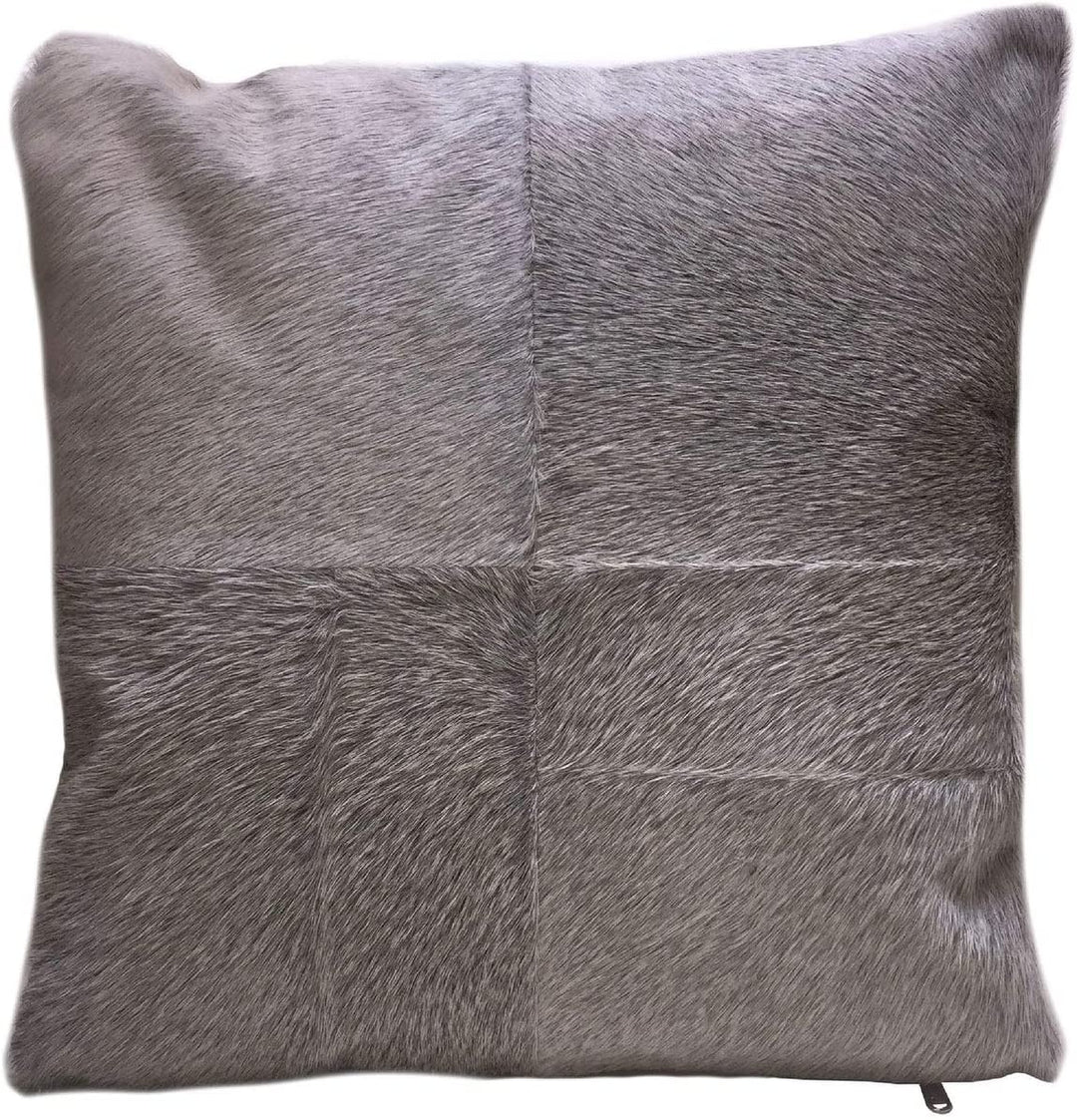 Grey Cowhide Pillow Esel Double Sided Leather Pillow Textured Modern Contemporary Leather Single Removable Cover - Diamond Home USA