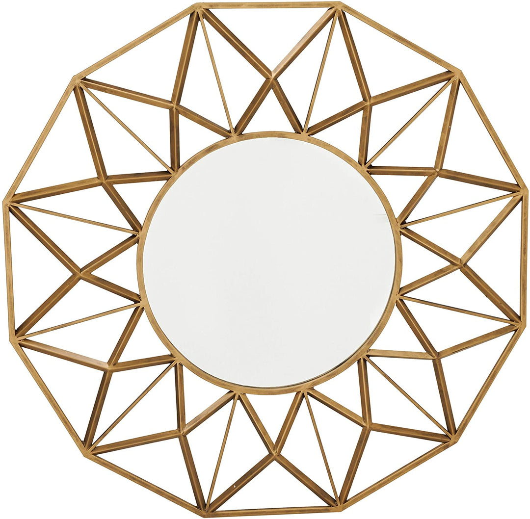 Round Geometric Wall Mirror Gold Modern Contemporary - Diamond Home USA