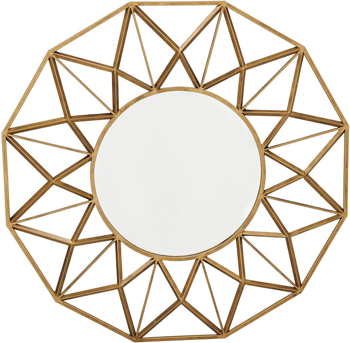 Round Geometric Wall Mirror Gold Modern Contemporary - Diamond Home USA