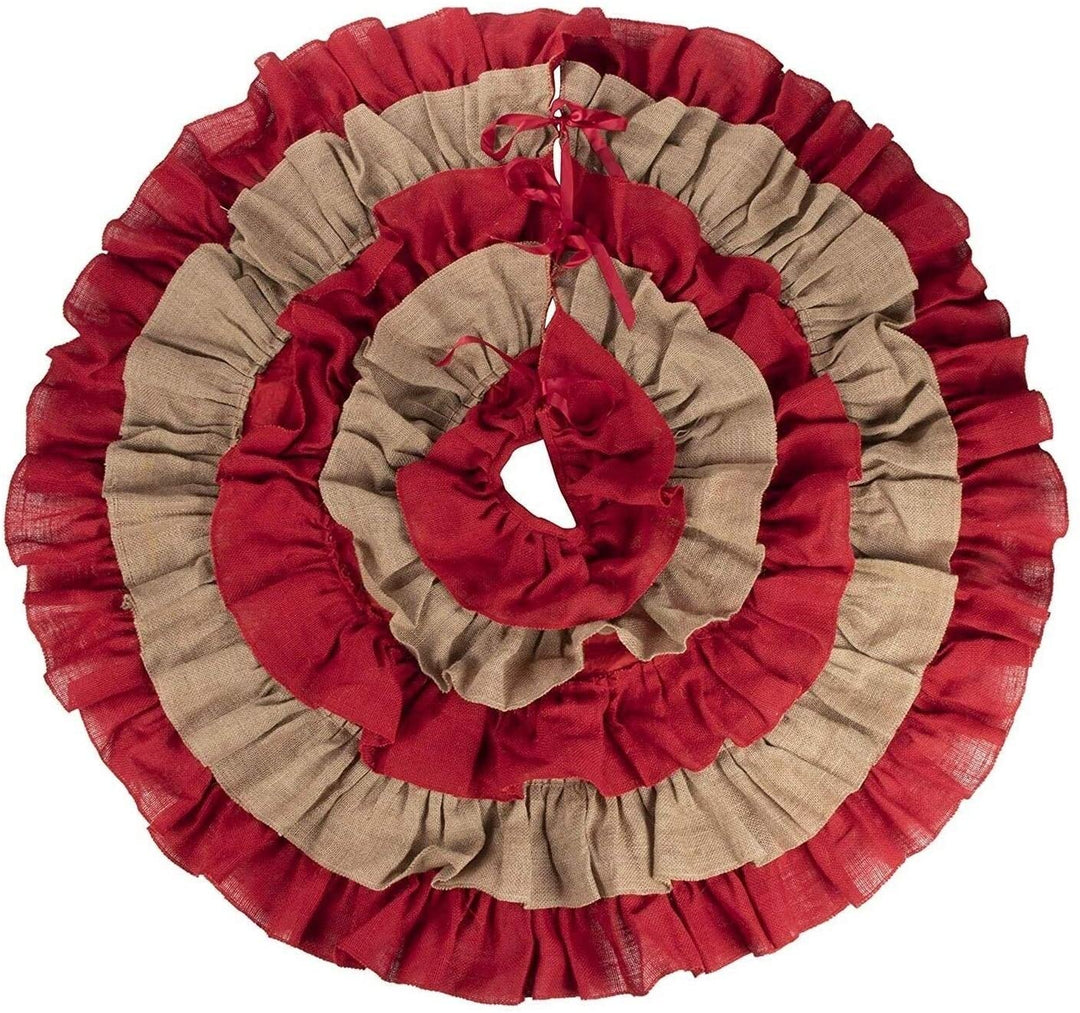 Christmas Tree Skirt Winter Xmas Holiday Decoration Red