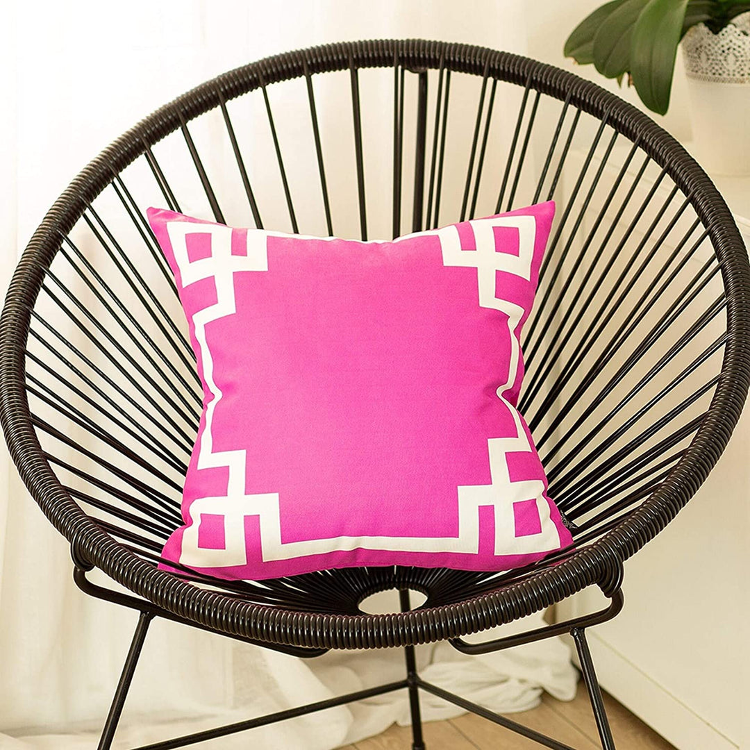 Geometric Pink White 18 inch Throw Pillow Cover Color Mid