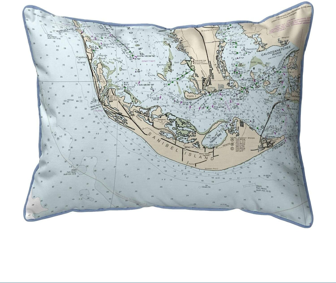 Island Fl Nautical Map Pillow 16x20 Color Graphic Coastal
