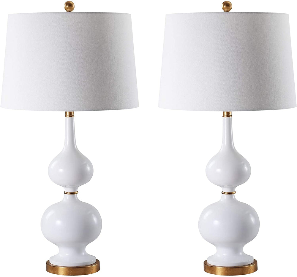 31 inch White/Gold Led Table Lamp (Set 2) White Glam Modern Contemporary Transitional Bulbs Included - Diamond Home USA