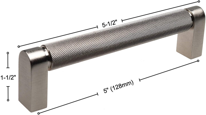 5 Pack 5 inch Center Solid Bar Pull Satin Nickel Modern Contemporary Metal Finish