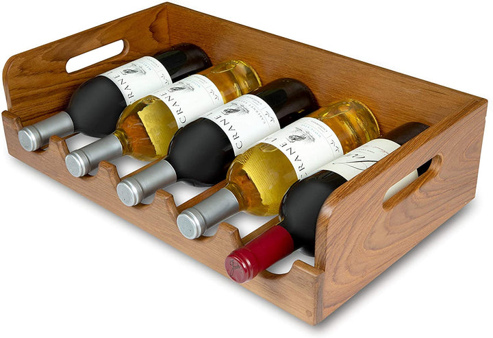 MISC Teak 5 Wine Bottle Holder/Tray 19" L X 11 1/4" W 4 3/4" D Brown Wood