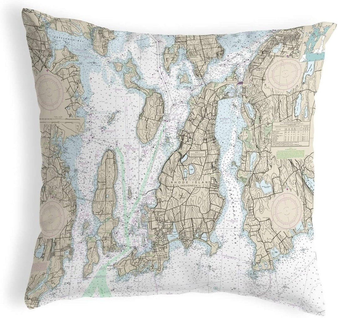 Nautical Map Noncorded Pillow 11x14 Color Graphic Coastal