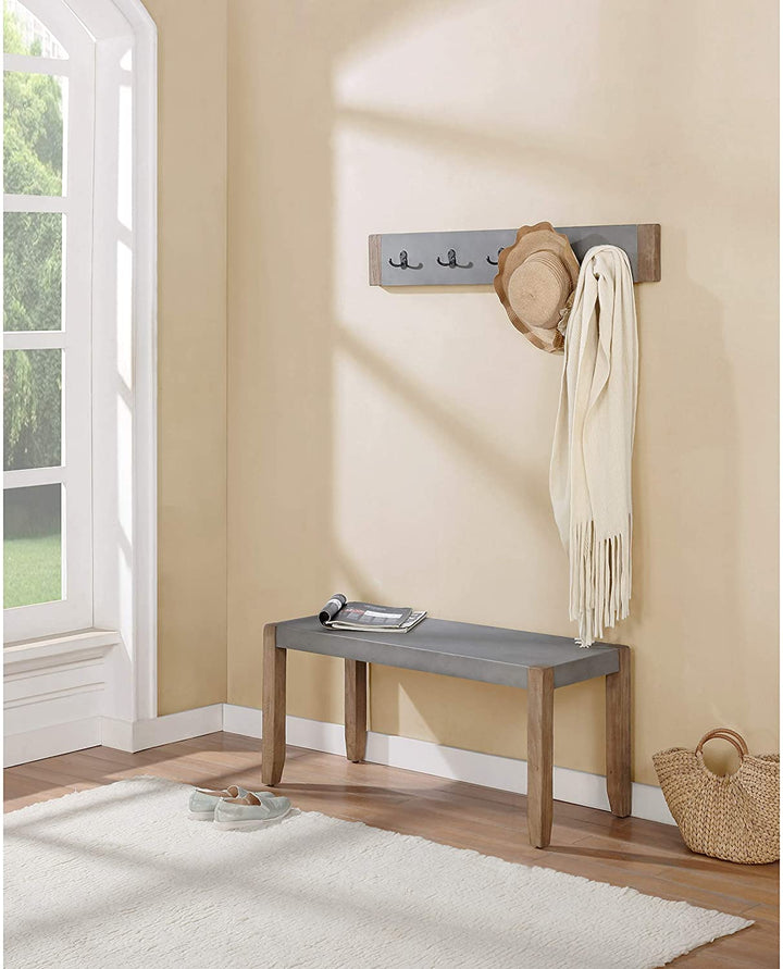 Enchanted Acre 40 inch Coat Hook Faux Concrete Bench Set
