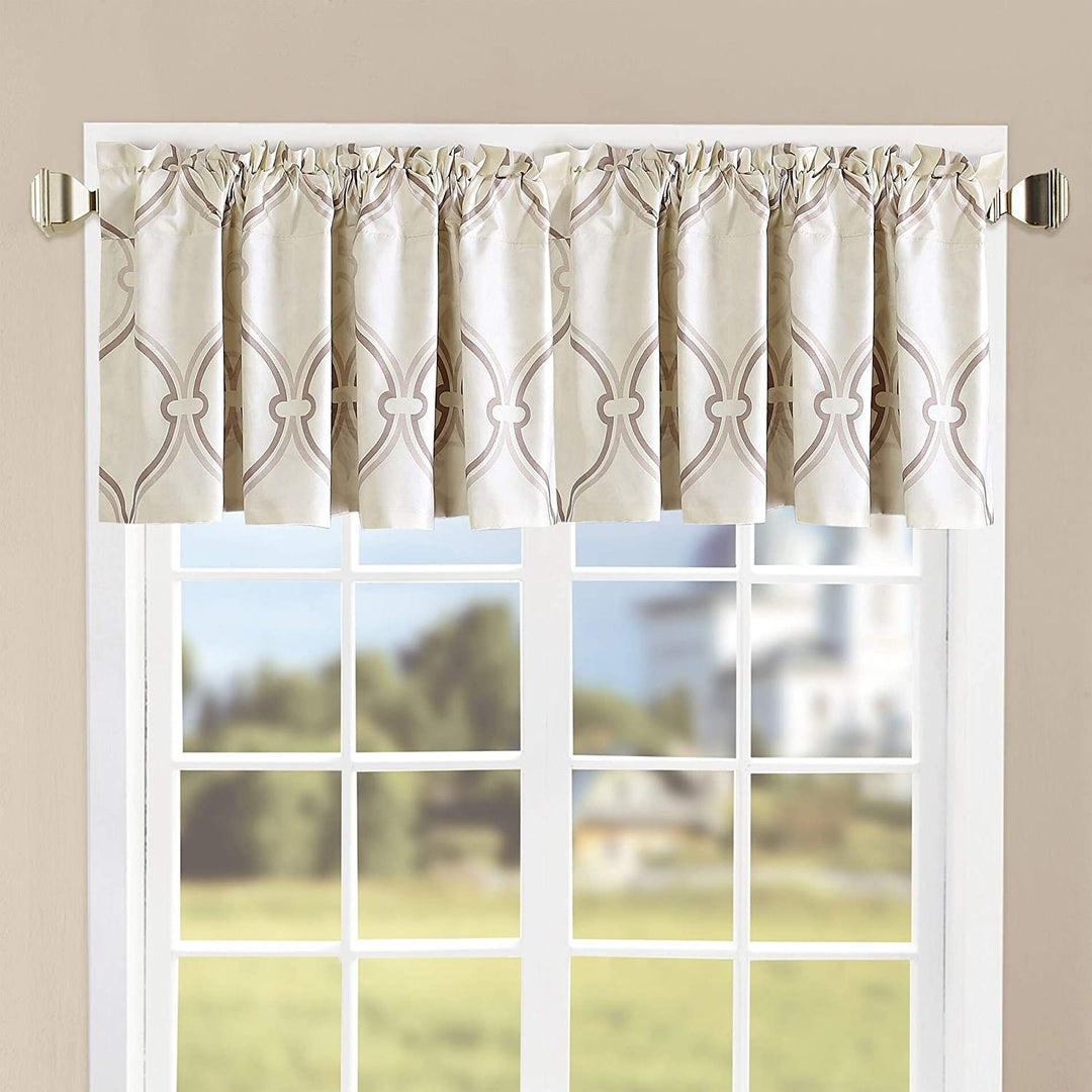 Valance Set Grey 60" X 18" Geometric Beach 100% Polyester