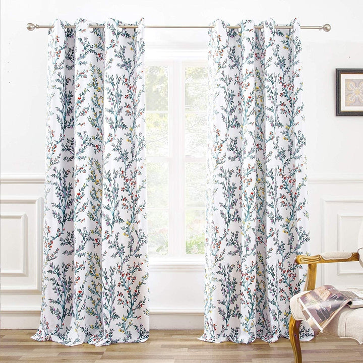 Watercolor Flower Blackout Window Curtain Panel Pair 52"