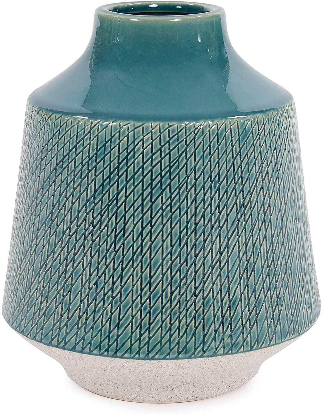 Blue Ceramic Round Vase 9h X 8w