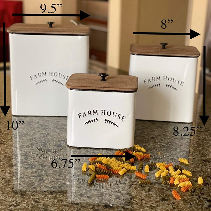 Vintage Inspired 3 Piece Metal Food Storage Canister Set White Country - Diamond Home USA