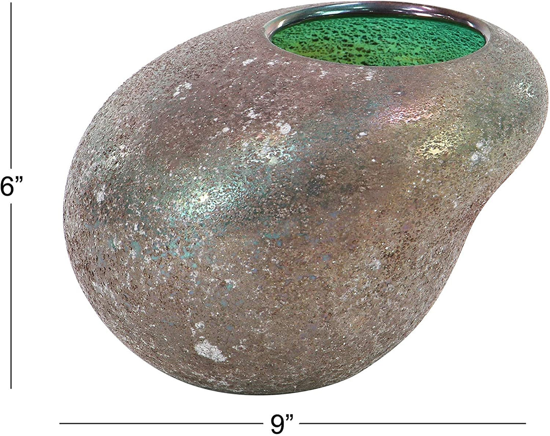 6 X 9 Inch Modern Glass Green Pear Vase Brown Contemporary - Diamond Home USA