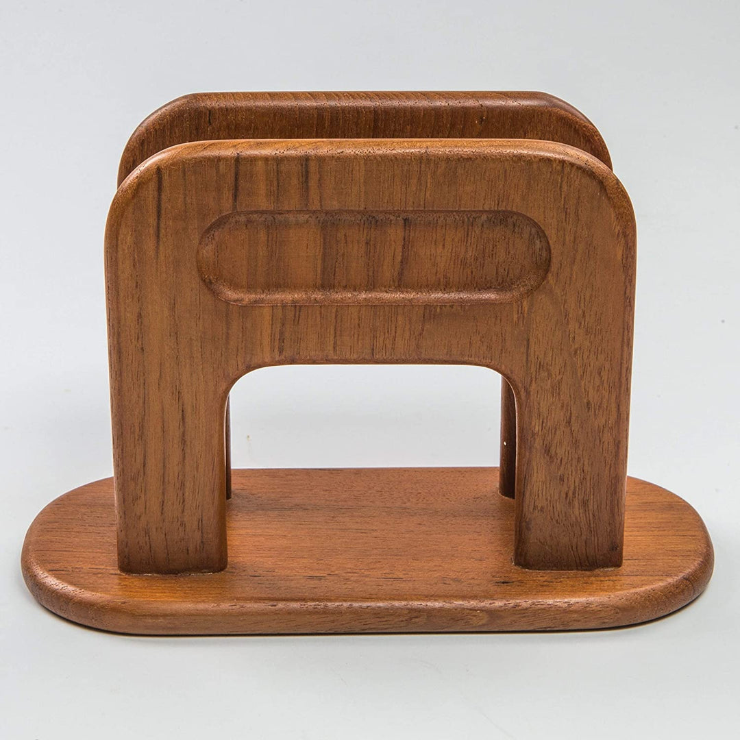 Traditional Teak Napkin Holder 8 1/4" W X 5 1/2" H 3 7/8" D Brown Wood - Diamond Home USA