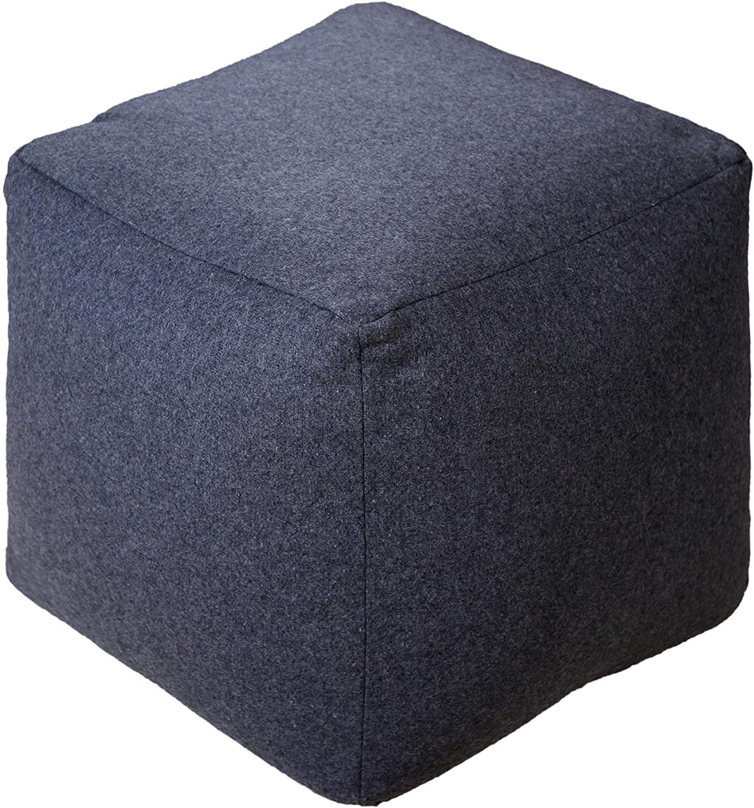 Dark Grey Square Designer Pouf Ottoman Solid Color