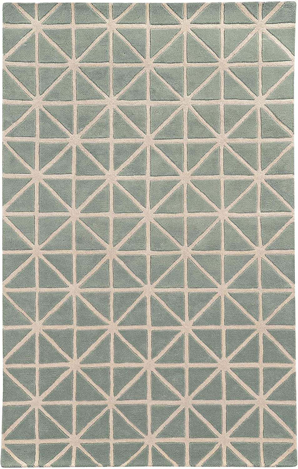 Hand Crafted Wool Triangle Grid Work Grey/Ivory (5' X 8') 5'