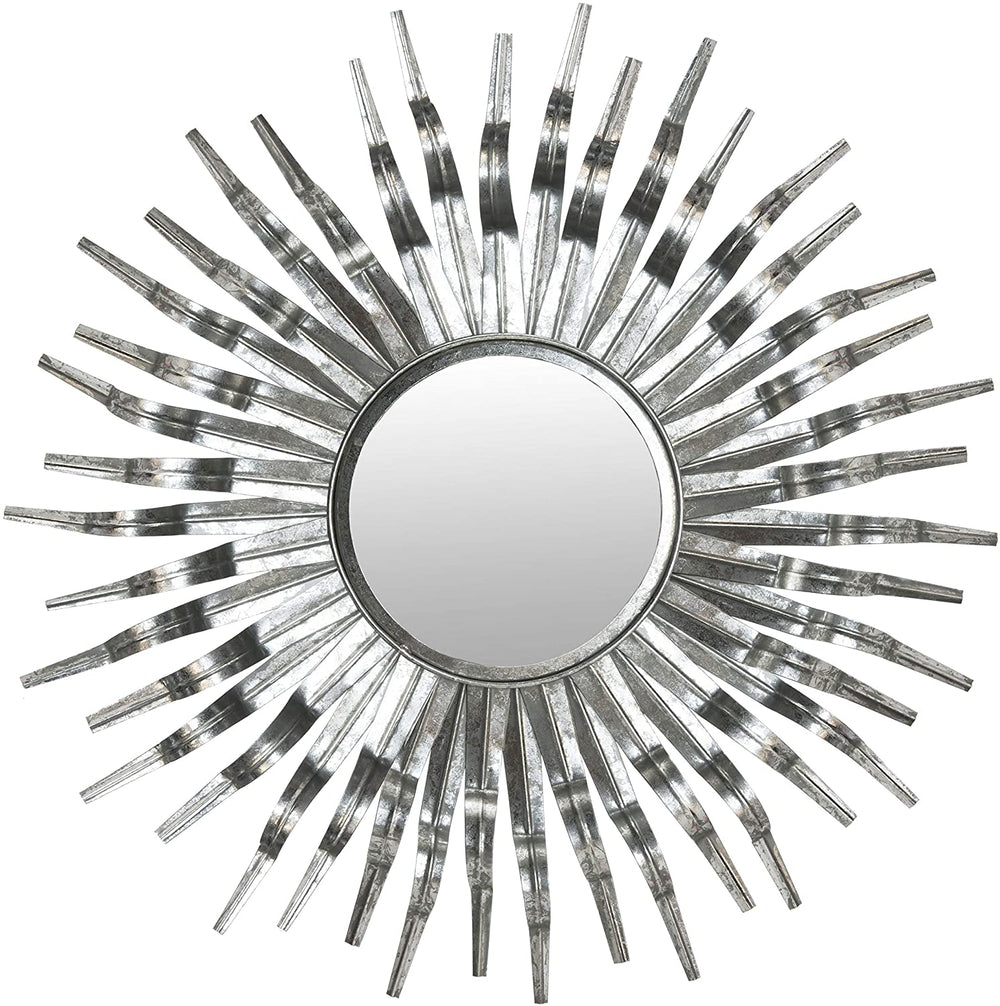 Handmade Arts Crafts Silver 36 inch Sunburst Mirror Black/Silver Mid Century Modern Contemporary